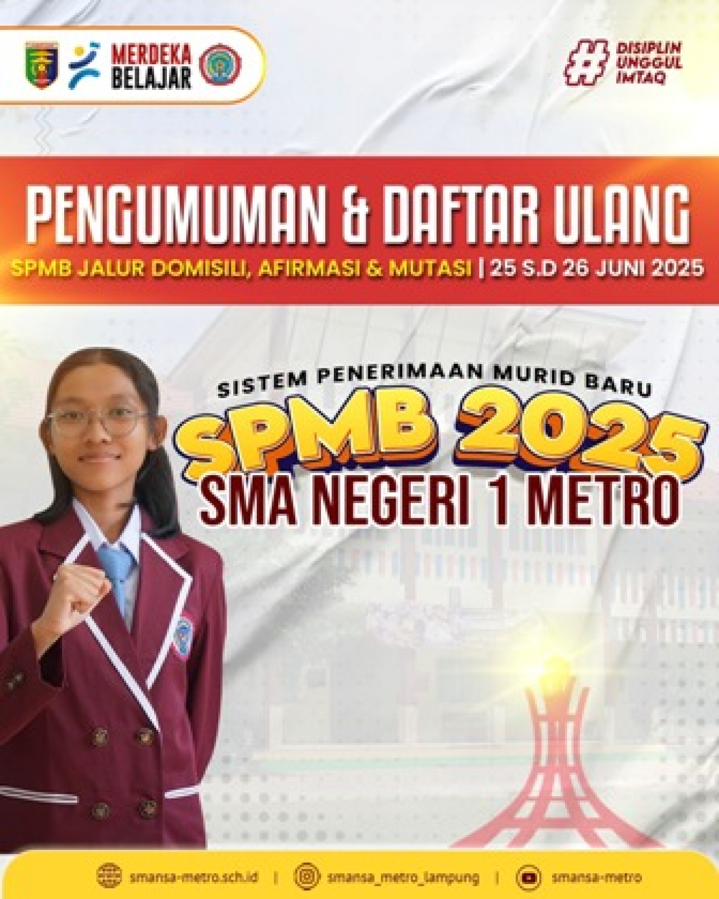 Pengumuman Daftar Ulang SPMB Jalur Domisili, Afirmasi dan Mutasi